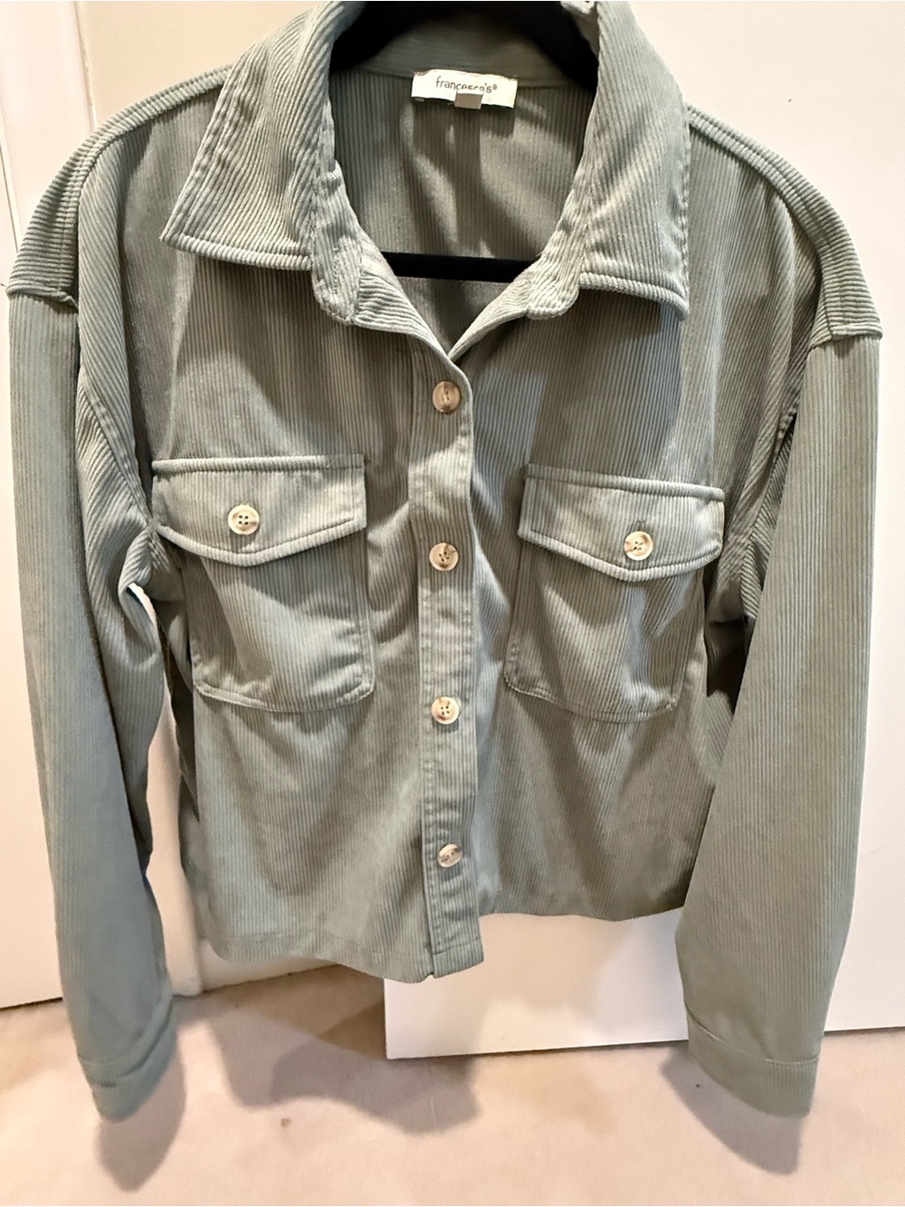 Francesca's Collections Sage Green Corduroy Utility Jacket